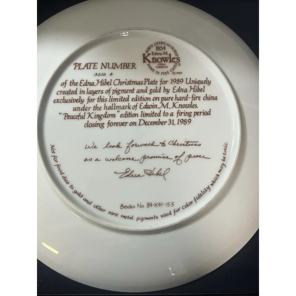 Edna Hibel Christmas Plate 1989 